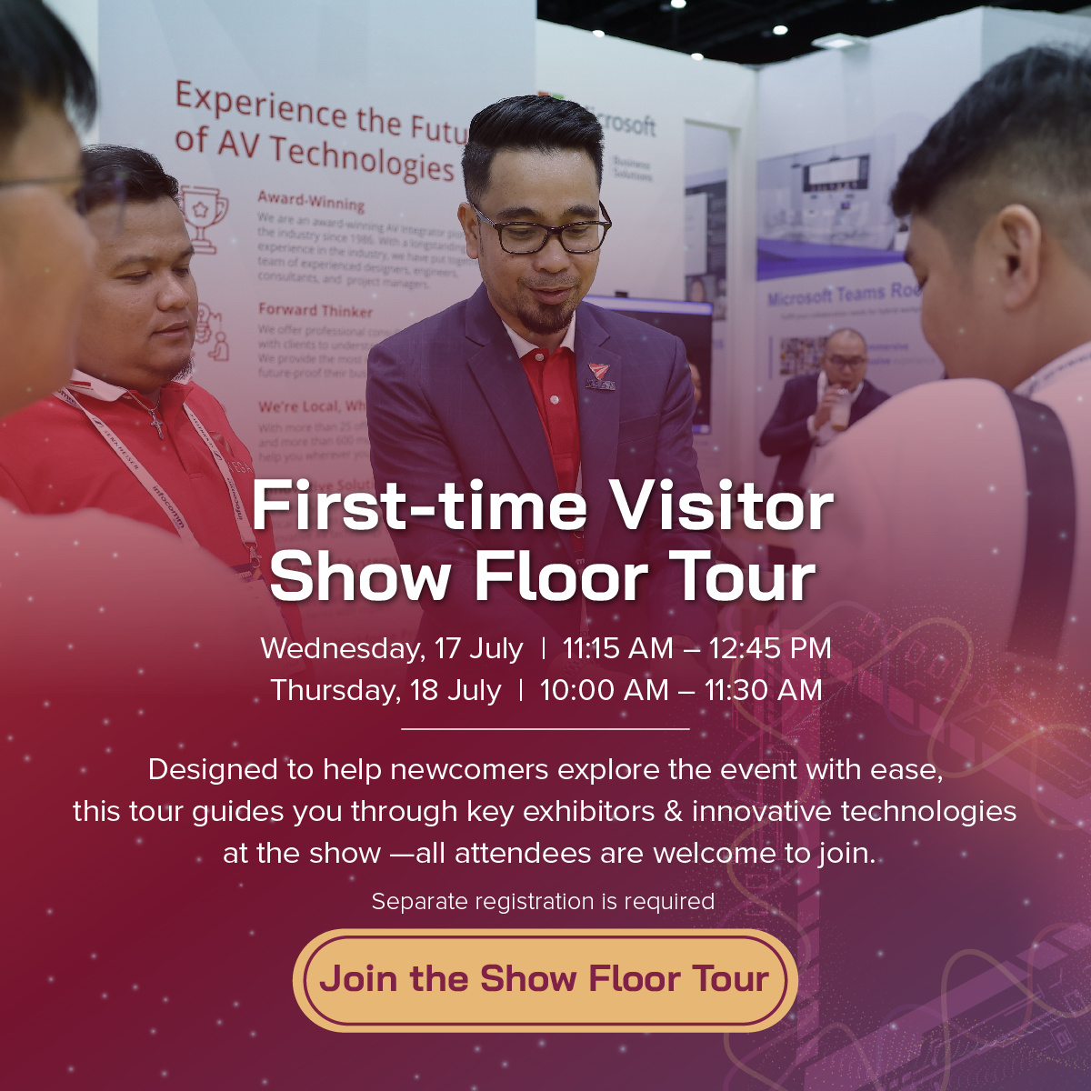 InfoCommAsia's tweet image. 🚀Unleash the Full InfoComm Asia Experience!🚀
Join our FREE tours today!: hubs.li/Q02CXQbj0
🤔First-Time Visitor?
🤓Looking to learn more?
✍🏼️Limited spots available! Sign up now: hubs.li/Q02CXQvN0

#InfoCommAsia2024 #ProAVTechnology #AVTweeps #AVIndustry #Tours