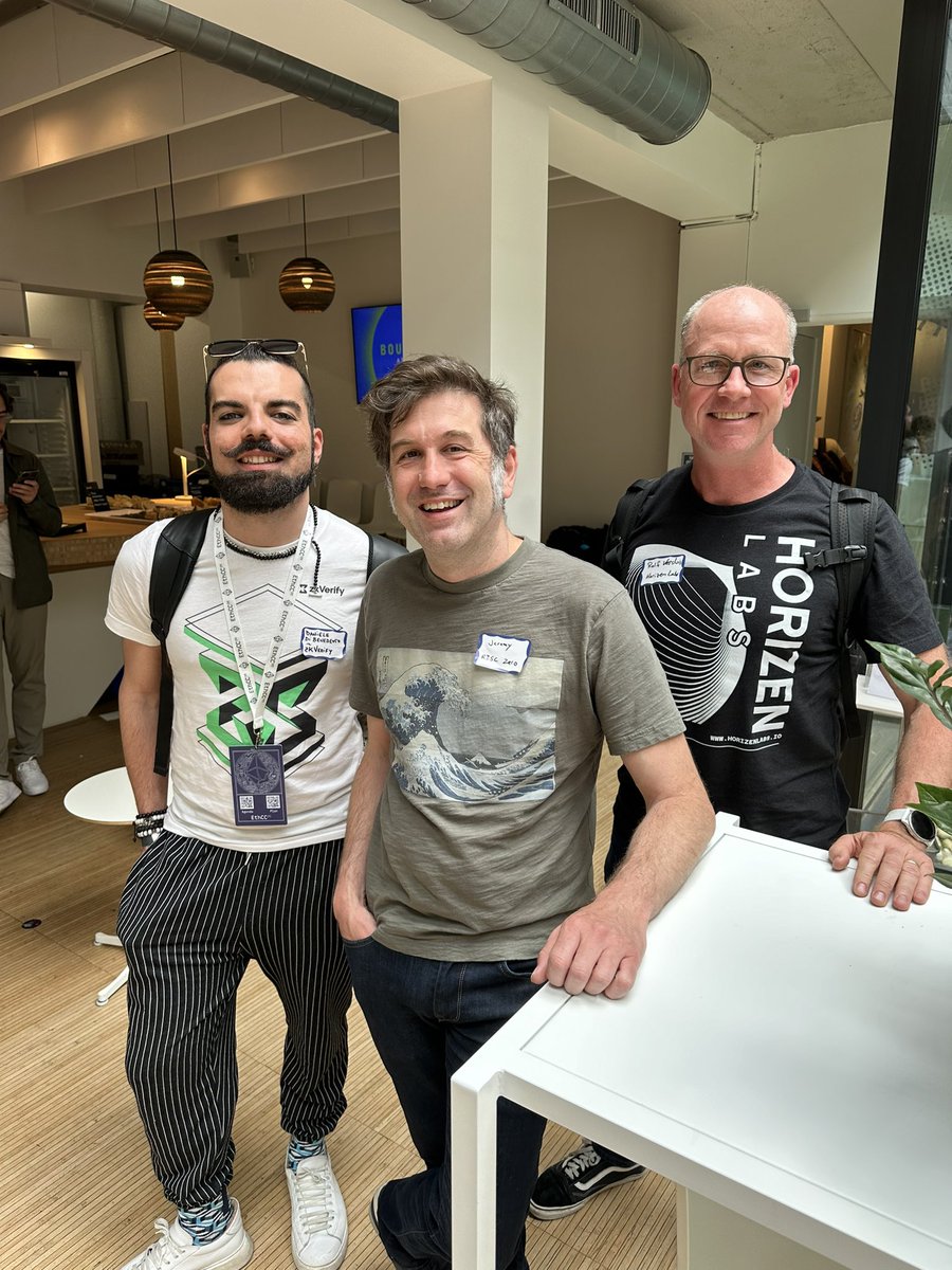Had a great time at Boundless sponsored by <a href="/RiscZero/">RISC Zero</a>, excellent presentations and panels!

Enjoyed a pleasant discussion with <a href="/BruestleJeremy/">Jeremy Bruestle</a> about the <a href="/ZKVProtocol/">zk V e r i f y</a> Risc0 STARK verifier. 

Huge potential cost savings on proof generation when the zkSNARK final step is removed