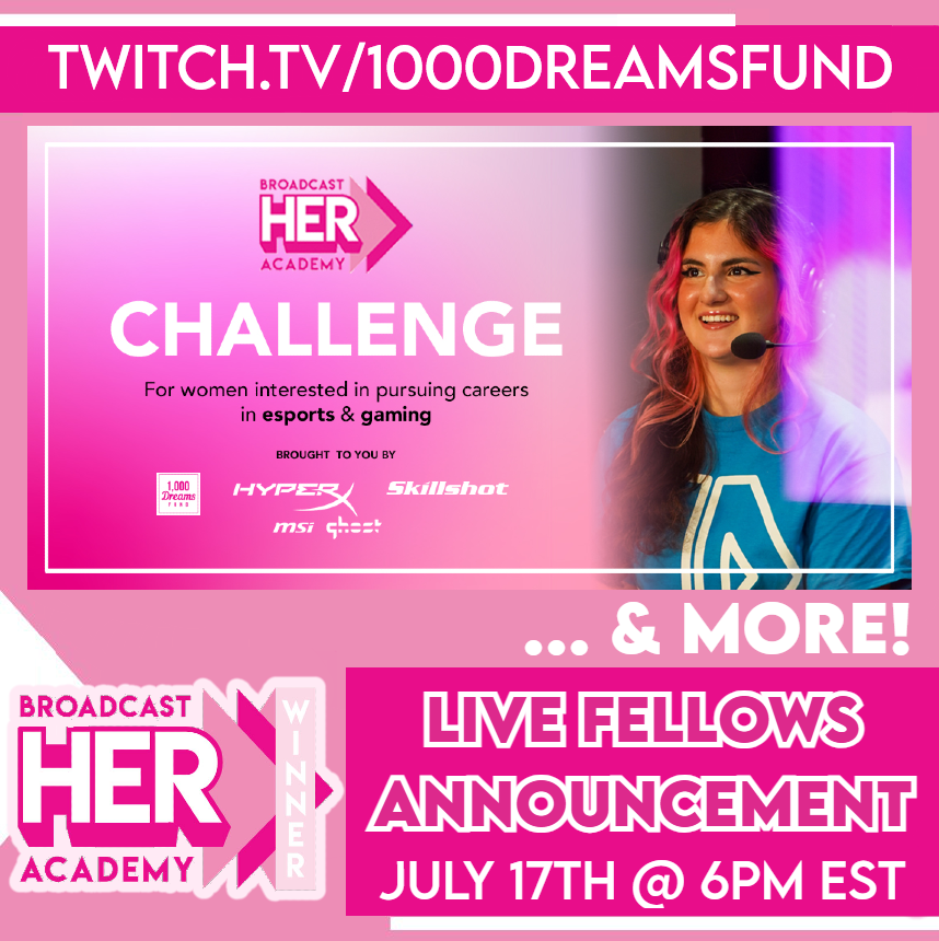 What better way to celebrate #NationalVideoGameDay than to make an announcement? A massive thank you to ALL of our #BroadcastHERAcademy (Powered By <a href="/HyperX/">HyperX</a> &amp; <a href="/SkillshotMedia/">Skillshot Media</a>) Applicants - with hundreds of BIG dreams in esports and gaming. 

Join us July 17th @ 6PM EST over on