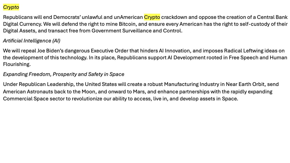 BREAKING: CRYPTO IS IN THE OFFICIAL <a href="/GOP/">GOP</a> PLATFORM