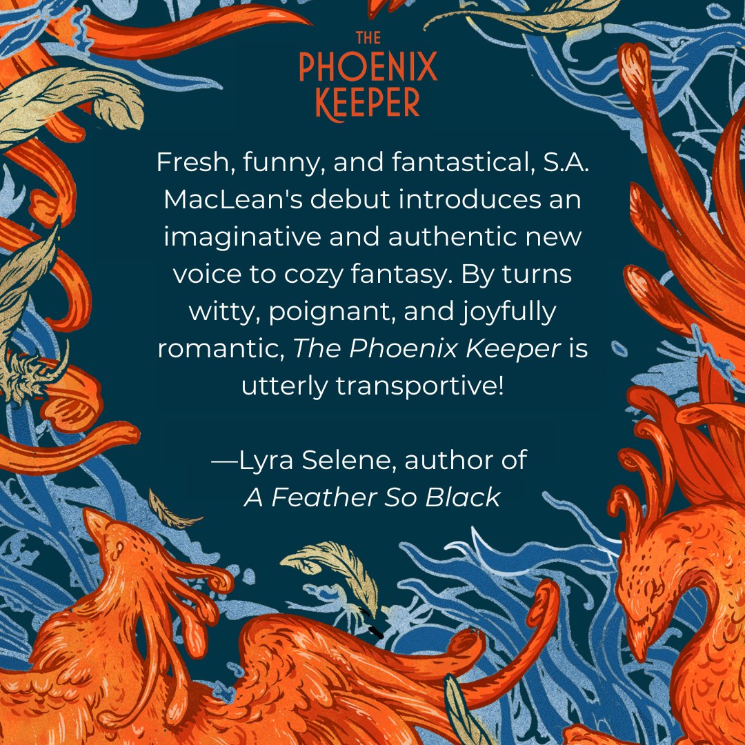 AuthorSAMacLean's tweet photo. We're almost to the one month mark, can you believe it???

To tide us over, here's another wonderful blurb. I'm delighted to have such kind words courtesy of @lyraselene, author of A FEATHER SO BLACK, an expert on spellbinding romance!

THE PHOENIX KEEPER is out on August 13! https://t.co/HQUt3ujs17