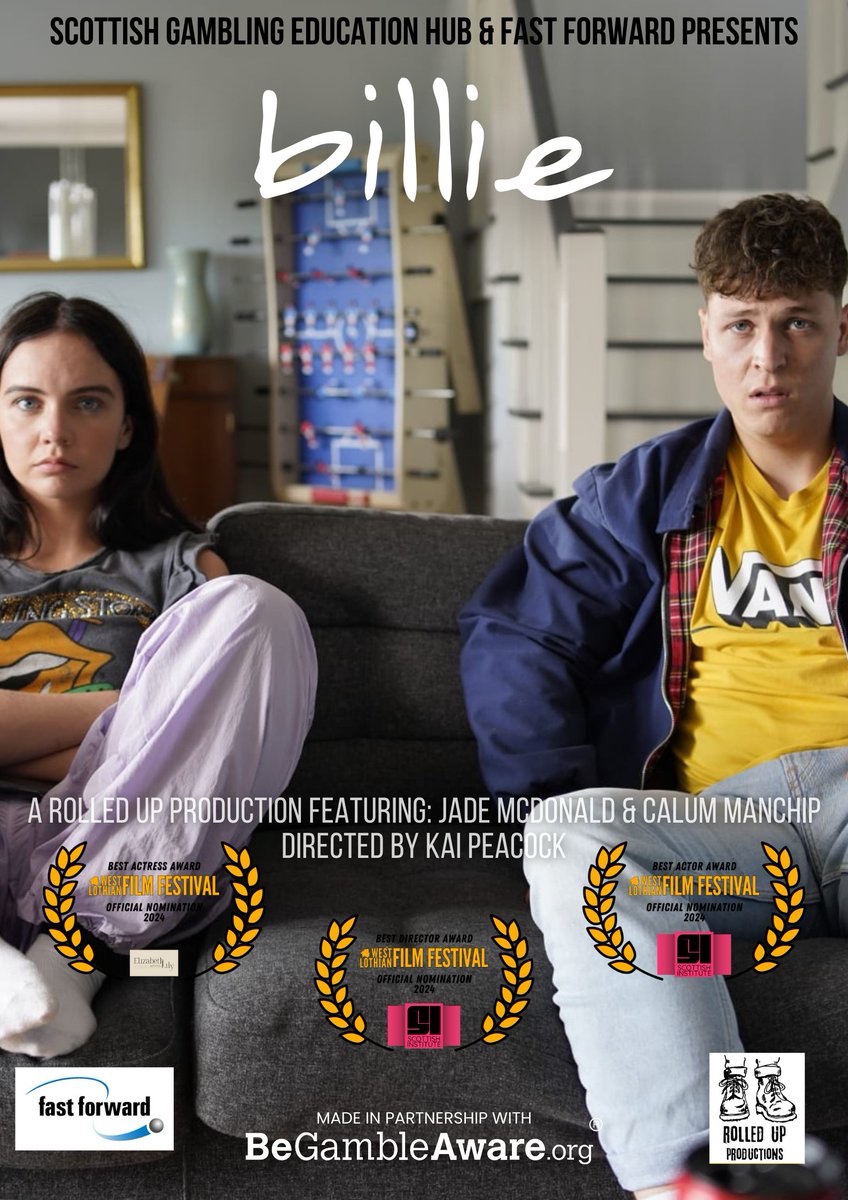 Delighted to announce <a href="/fastforwardorg/">Fast Forward</a> film about a young girl an #affectedother of #gambling harm has been nominated for 3 awards at the West Lothian film festival. Big thanks to <a href="/RolledUpTheatre/">Rolled Up Productions</a> for creating such a magic film.
Watch for free here: …mblingeducationhub.fastforward.org.uk/billie/