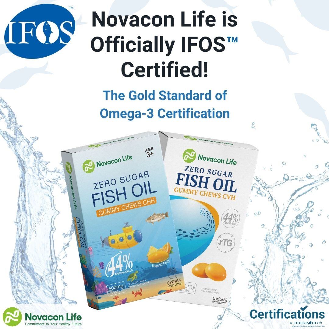 Our team is thrilled to announce the official IFOS™ certification of Novacon Life’s Zero Sugar Fish Oil Gummy Chews (CHH &amp; CVH)!

👉 Product Report: hubs.la/Q02Fzztr0

#IFOSCertified #IFOS #IFOSCertification #Omega3 #FishOil #OmegaCapsules #NutrasourceCertifications