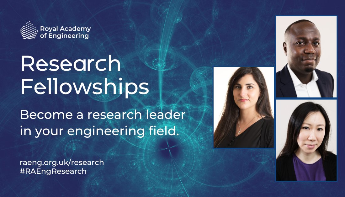 Become a research leader in your engineering field and apply to our #RAEngResearch Fellowships scheme to gain £625,000 in funding and long-term support.

For early career researchers based at UK research institutes and universities, applications open: raeng.org.uk/research-fello…