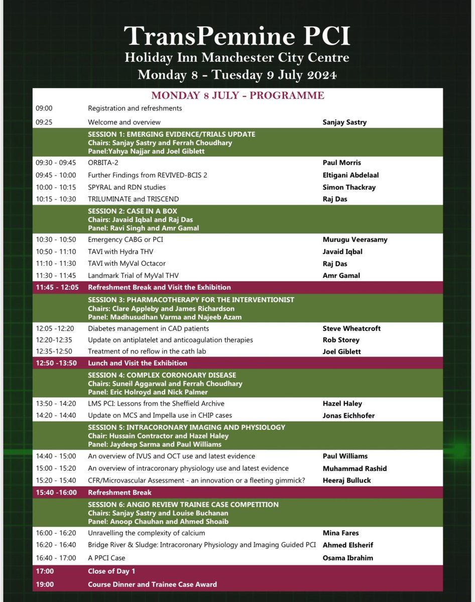 Interesting and comprehensive talks in #TransPennine_PCI 
<a href="/MillbrookMed/">Millbrook Medical Conferences</a>