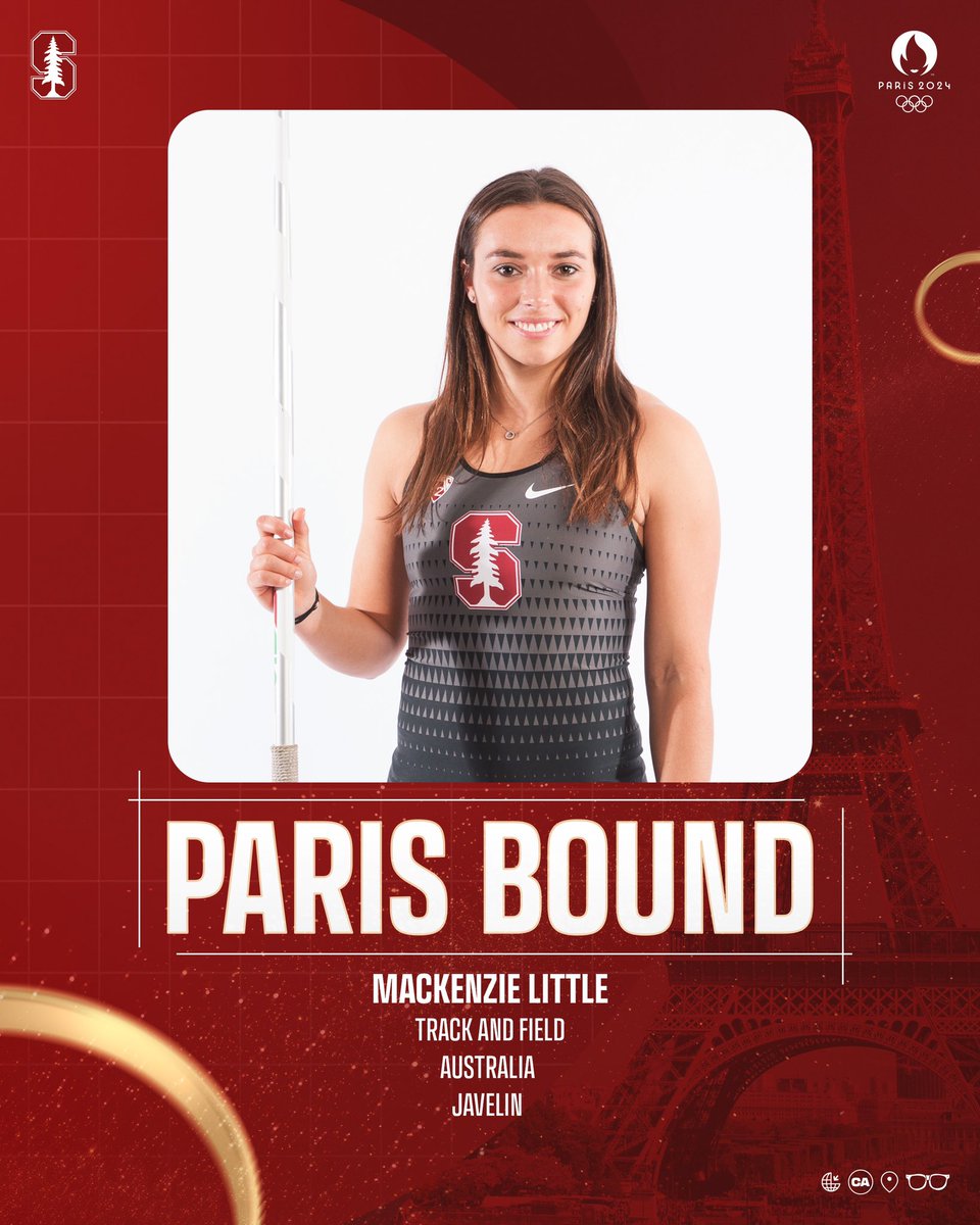Mackenzie Little is named to the Australian Olympic team! This will be the second Olympics for the two-time NCAA javelin champ! 

This makes 10 from Stanford competing in track and field or the marathon in Paris. Can any other school claim that many?

#GoStanford