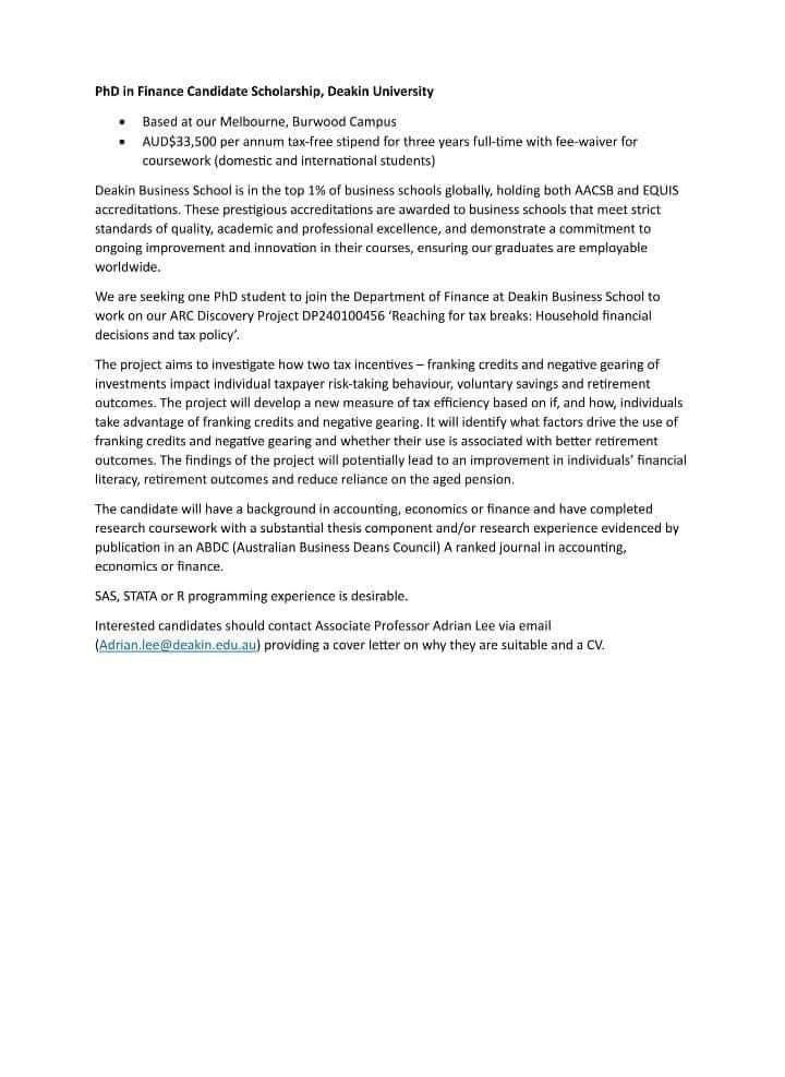 DrasmaJabeen1's tweet photo. PhD position Deakin University Australia #phd #scholarship #AcademicTwitter https://t.co/WEAwwjGXDY
