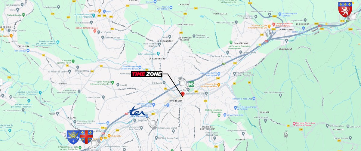 deh_esport's tweet image. La TimeZone c'est dans un peu moins de deux semaines... alors voilà comment vous y rendre !

/Saint-Etienne
- Sortie 13 via l'A47
- Bus M5, arrêt "Mairie Rive-de-Gier"
- TER Rive-de-Gier

/Clermont
- A89 → A72 → A47 Sortie 13

/Lyon
- A 47 Sortie 11
- TER Rive-de-Gier

Carte :