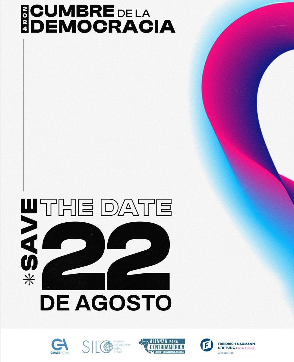 #SaveTheDate

Cumbre de la Democracia 2024
22 de Agosto

Inscripciones: 22 de Julio al 8 de Agosto