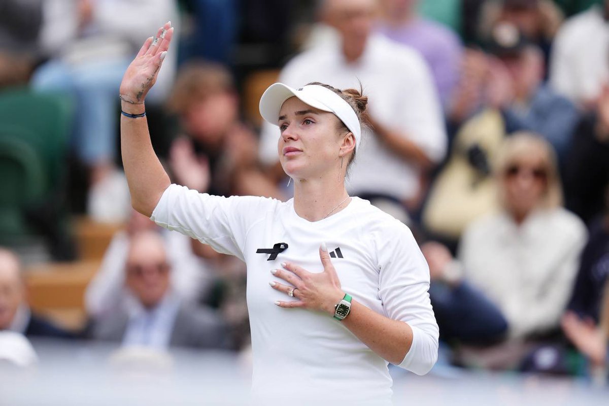 VsimPohuy's tweet photo. Absolutely despicable by @adidas. Elina Svitolina won today’s game in 1/8 of Wimbledon, wore black ribbon in relation to Russian terrorist attack on children’s hospital. Adidas took her old photos without a ribbon for social media. 

Wasn’t a problem to make the USSR shirt though https://t.co/pBOualedJc