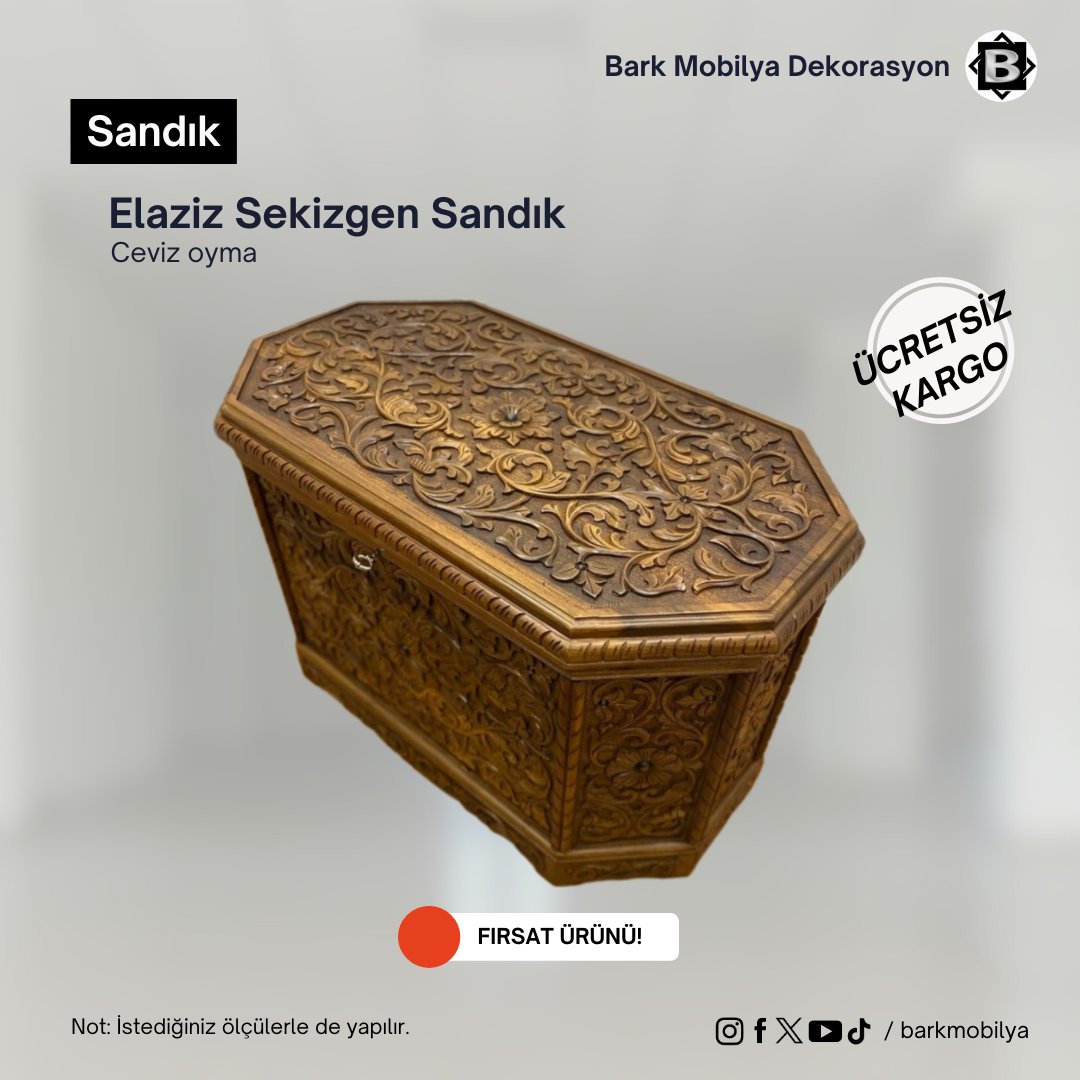 BarkMobilya's tweet photo. 🧩 Sandıklara sanatı işlemeye devam ediyoruz. Özel sandıklar, özel müşterilerimiz içindir

• 81 ilimize ücretsiz kargo
• %100 EL İŞÇİLİĞİ İLE üretilmiştir

altın/sondakika/asgari https://t.co/D9CnSoJwQc