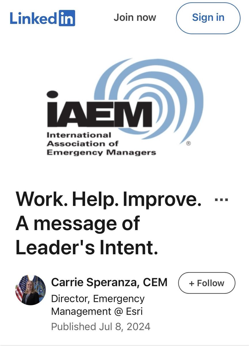 For my fellow IAEM members. 

Work. Help. Improve. 
A message of Leader’s Intent. 

tinyurl.com/yc4r2amp