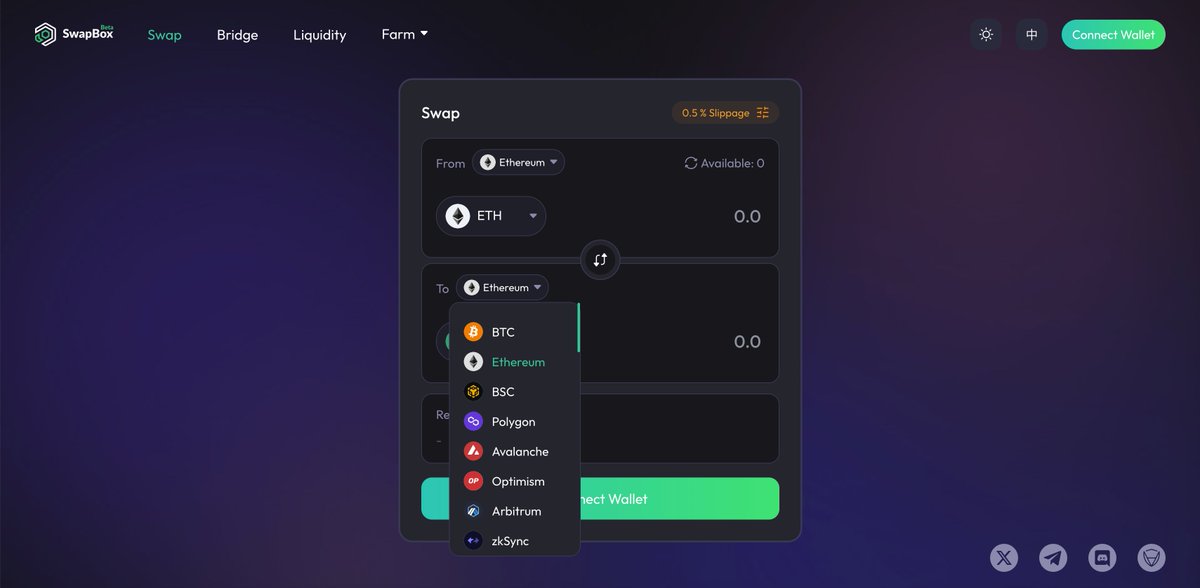 nerve_network's tweet photo. SwapBox v2.0 integrates the #NerveBridge route and aggregates NerveSwap liquidity and Nerve's multi-routing, providing swap, cross-chain swap, liquidity, and farm functions. SwapBox is the tool to meet your crosschain DeFi needs.
🔗https://t.co/yc3o8tygoc https://t.co/HisF5JFurN