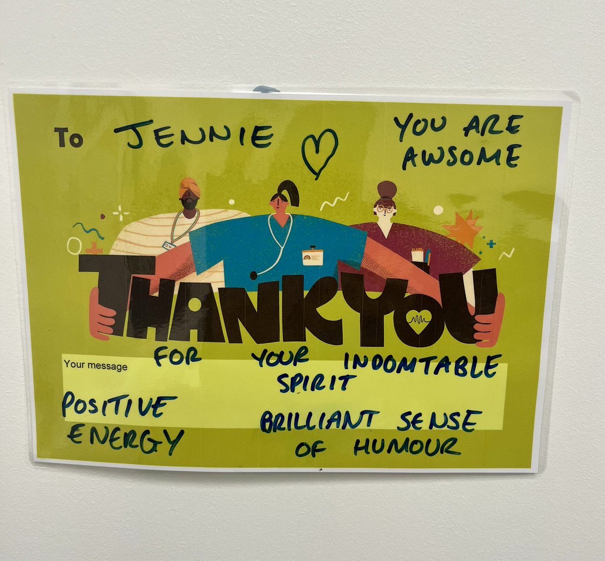 Coming into work to find the team have put this above my desk, makes me feel very lucky 🥰 <a href="/NightingaleExt/">NHS Nightingale Hospital Exeter</a>