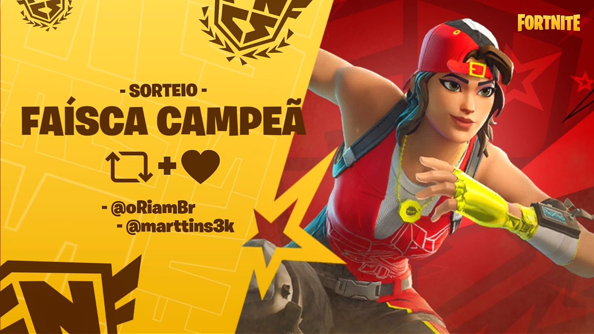 💛 SORTEIO DA FNCS C5:T3 ❤️
🎁 1 Skin do Pacote.

 🚨 Regras: 
• RT + Fav  
• Seguir: <a href="/ORiamBr/">𝘽𝙍𝙄𝙇𝙃𝙊𝙎𝘼 👩🏽‍🎤</a> + <a href="/marttins3k/">Marttins</a> 
• Marque um amigo

📆- Resultado: 10/07
#Fortnite #Giveaway.