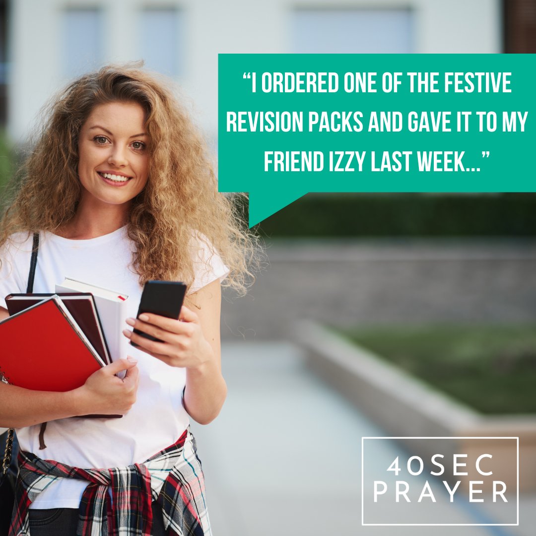 FestiveUK's tweet image. 40 SECONDS OF PRAYER: In May, Festive did an exam survival packs giveaway. One student said: “I ordered one of the Festive revision packs and gave it to my friend Izzy last week - she received it well and was very grateful!”.Join us in prayer that they were each as well received.