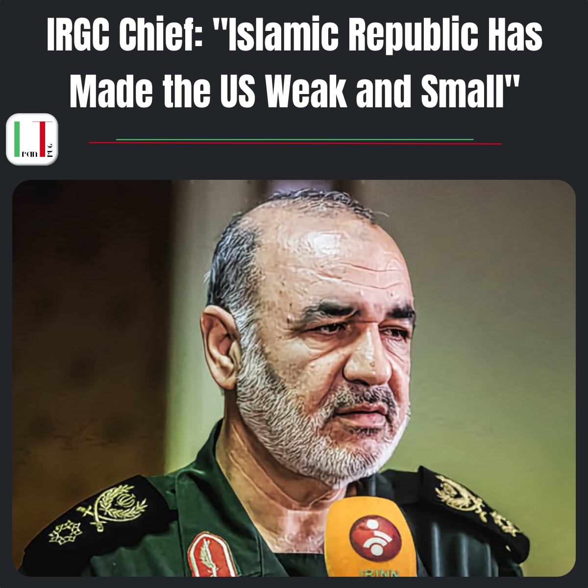 iran_true's tweet image. #IRGCTerrorists' Commander-in-Chief said the US has lost its leadership and is not like 20-30yrs ago.
"Islamic Republic has gradually depreciated the US. They may seem strong, but they have become small and empty of any power."
#IranTruth