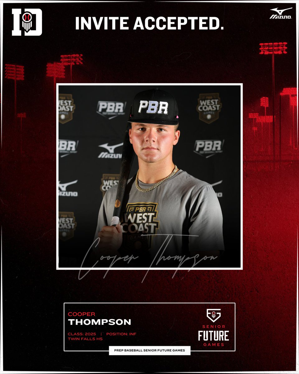 Prep Baseball Idaho (@prepbaseballid) on Twitter photo ๐๐๐ง๐ข๐จ๐ซ ๐
๐ฎ๐ญ๐ฎ๐ซ๐ ๐๐๐ฆ๐๐ฌ | ๐๐ง๐ฏ๐ข๐ญ๐ ๐๐๐๐๐ฉ๐ญ๐๐
'25 CINF Cooper Thompson is set to represent 'Team West' at the 2024 Senior Future Games later this month at <a href="/LakePointSports/">LakePoint Sports</a> in Georgia.
๐ค loom.ly/NZF-_0Y | <a href="/Cooperthompso/">Cooper</a> ๐๐๐ง๐ข๐จ๐ซ ๐
๐ฎ๐ญ๐ฎ๐ซ๐ ๐๐๐ฆ๐๐ฌ | ๐๐ง๐ฏ๐ข๐ญ๐ ๐๐๐๐๐ฉ๐ญ๐๐
'25 CINF Cooper Thompson is set to represent 'Team West' at the 2024 Senior Future Games later this month at <a href="/LakePointSports/">LakePoint Sports</a> in Georgia.
๐ค loom.ly/NZF-_0Y | <a href="/Cooperthompso/">Cooper</a>