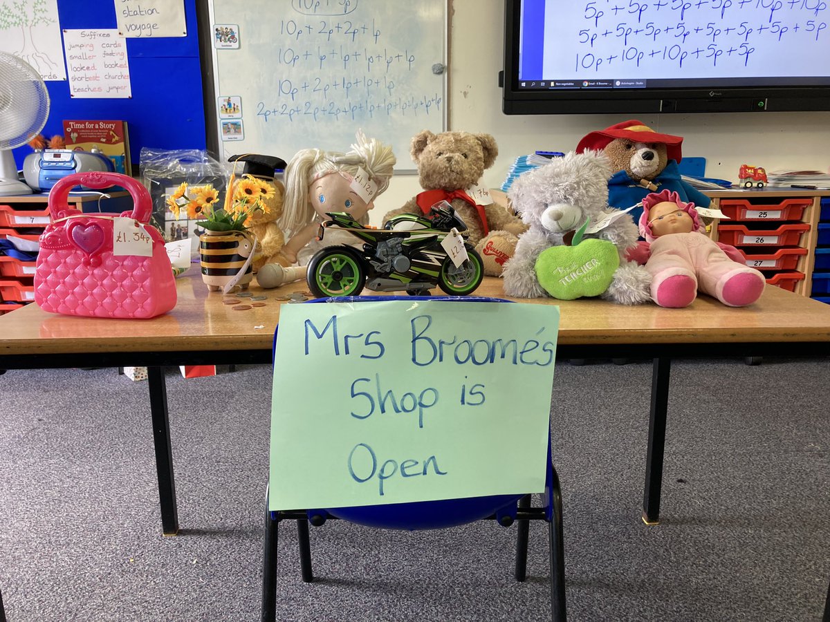 latimerprimary's tweet image. #ClassKB are learning about all the different coins we use in England. We used different coins to make the same amount. Mrs Broome’s shop was open this afternoon for the children to purchase toys. #perseverance #Latimermaths
