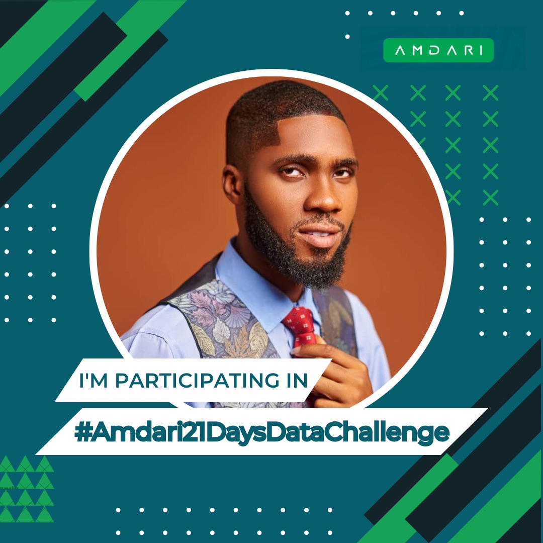 MarvelOO_'s tweet image. I&apos;m excited to share that I&apos;ll be participating in the #Amdari21DaysDataChallenge by @Amdari_IO 

Over the next three weeks, I’ll be diving deep into the world of data, sharing my journey and I&apos;m looking forward to connect with fellow data enthusiasts 📊🚀

#MarvellousOmoragbon