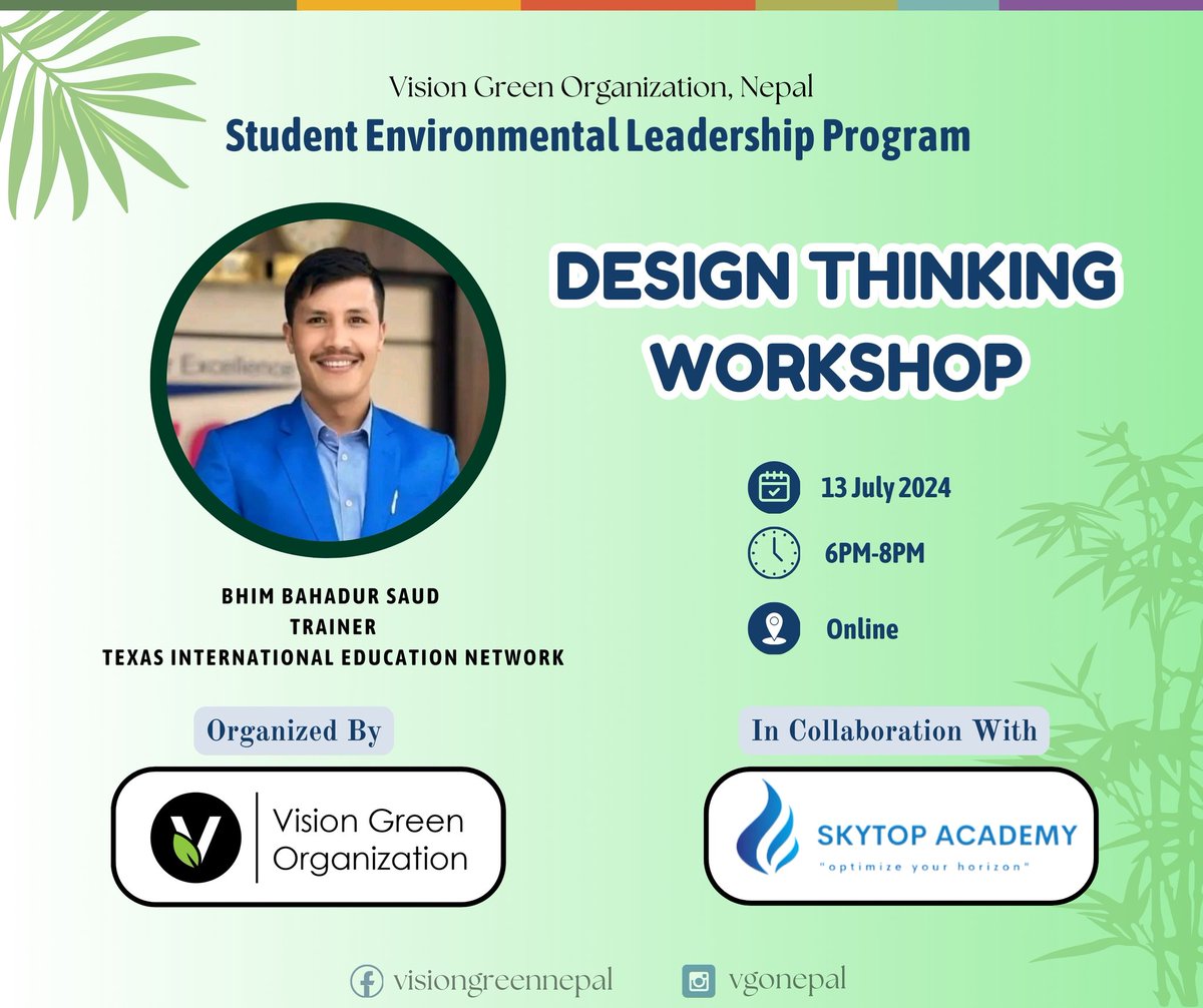 bh_nabin's tweet photo. Empowering the next generation of environmental leaders! In collaboration with Skytop Academy, Vision Green Organization Nepal's  environmental leaders are learning design thinking skills to tackle environmental challenges. 

 #vgonepal  #DesignThinking #ClimateActionNow #selp https://t.co/bAgS2SAxbX