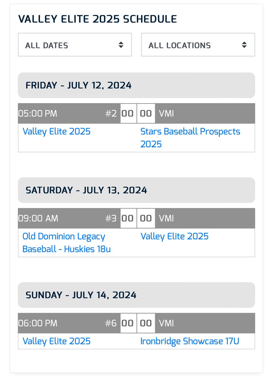 valleybsblscout's tweet photo. Valley Elite 2025 
Weekend Rotation
VMI

@VMIbaseco 
@vabaseballtourn 

Friday 5:00 PM
SP: Zach Rankin
RP: TBD

Saturday 9:00 AM
SP: Christian Hoke
RP: TBD

Sunday 6:00 PM
SP: Cole Freeman
RP: TBD https://t.co/3gH42oDyhm
