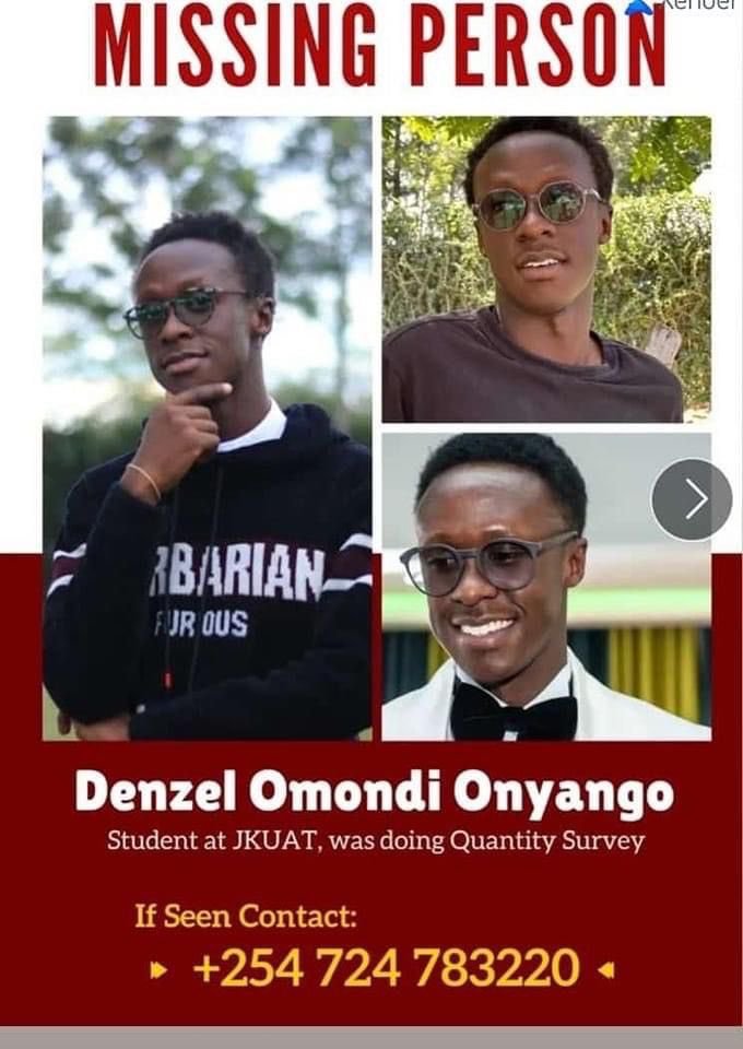 Mr President recommitted to no more extra judicial killings on a national Televised speech just few days ago . 
Sadly, as reported 
This young student of JKUAT went missing on Thursday - the second day of protests a week ago only to be found dead dumped  in a quarry.This is cruel