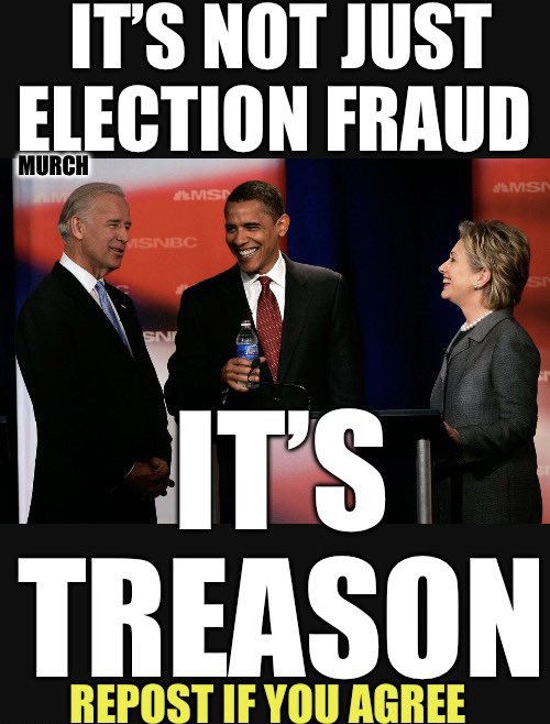 It was never just election fraud. It was a coup. They all committed treason and continue to do so. 

Our country will never unite until those responsible are charged and convicted of Treason. 

Who feels the same? 🙋‍♂️