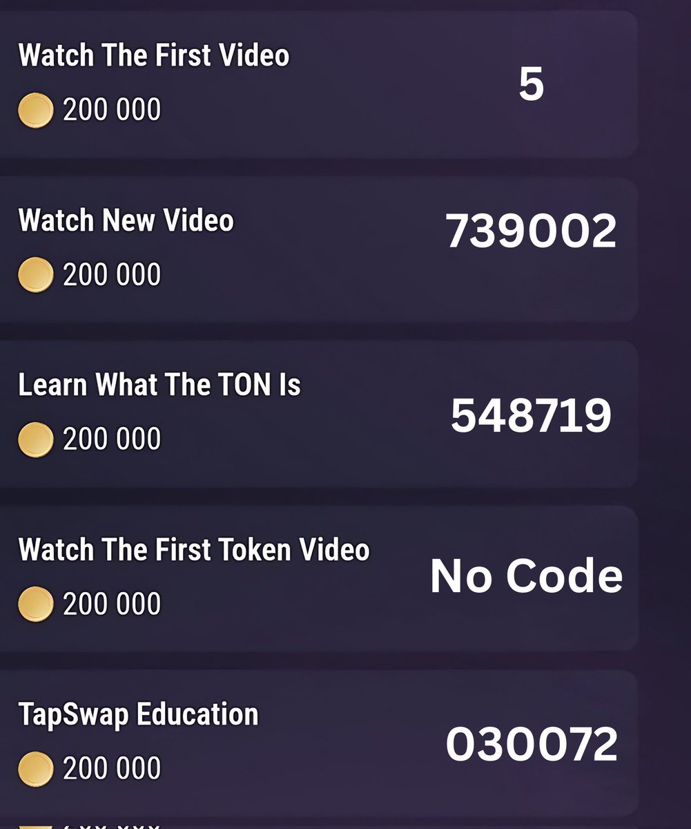 smckapildev's tweet image. #TapSwap Daily Combo all Code 

Tapswap All Codes✅

 1.  5

 2.  739002

 3.  548719

4. Watch Video (no codes)

 5. 030072

 6. 739551

7. 2614907

8. D57U94

9. 27F53K9

10. genesis

11. encryption 

12. 4D80N74

13. TRIBALISM

14. ABENOMICS

15. GD73H20

#TAPSWAP #tapwapcombo