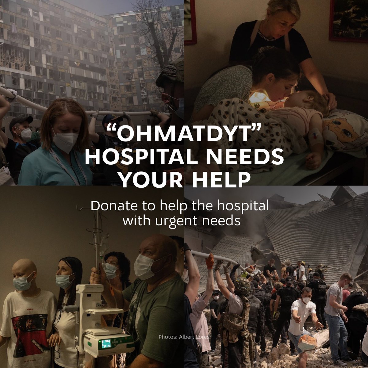 Today, Russia attacked the "Ohmatdyt" children's hospital in #Kyiv, where many little ones were fighting for their lives against dreadful diseases. 

❤️‍🩹 "Ohmatdyt" needs your support. You can help Ukrainian kids by making donations for hospital’s needs: ohmatdytfund.org/en/donate