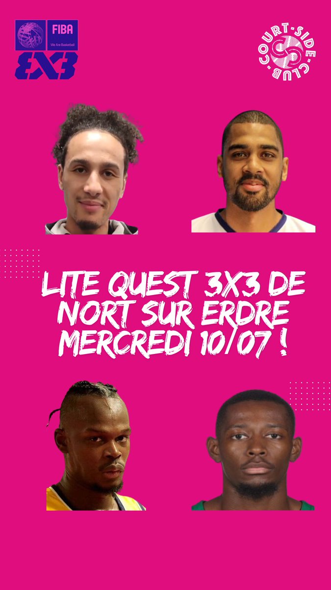 Mercredi direction notre 1er Lite Quest de 2024 à Nort Sur Erdre avec pour objectif la victoire afin d’accéder à un challenger de <a href="/FIBA3x3/">3x3 Basketball | FIBA3x3</a> en Chine!!! Il y aura un live sur notre chaîne YouTube (info sur notre compte insta)!!!

Une team solide pour  CourtSideClub avec <a href="/thalienk07/">kevin thalien</a>