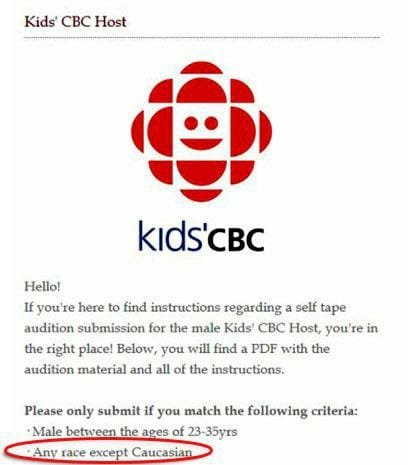 truckdriverpleb's tweet photo. The CBC is hiring a new male host for one of their shows

Their requirements for the job: ages 22-35 and NOT WHITE

You read that right. ZERO CAUCASIANS will be considered for the job

How is this even legal? https://t.co/R0z0LJysn8
