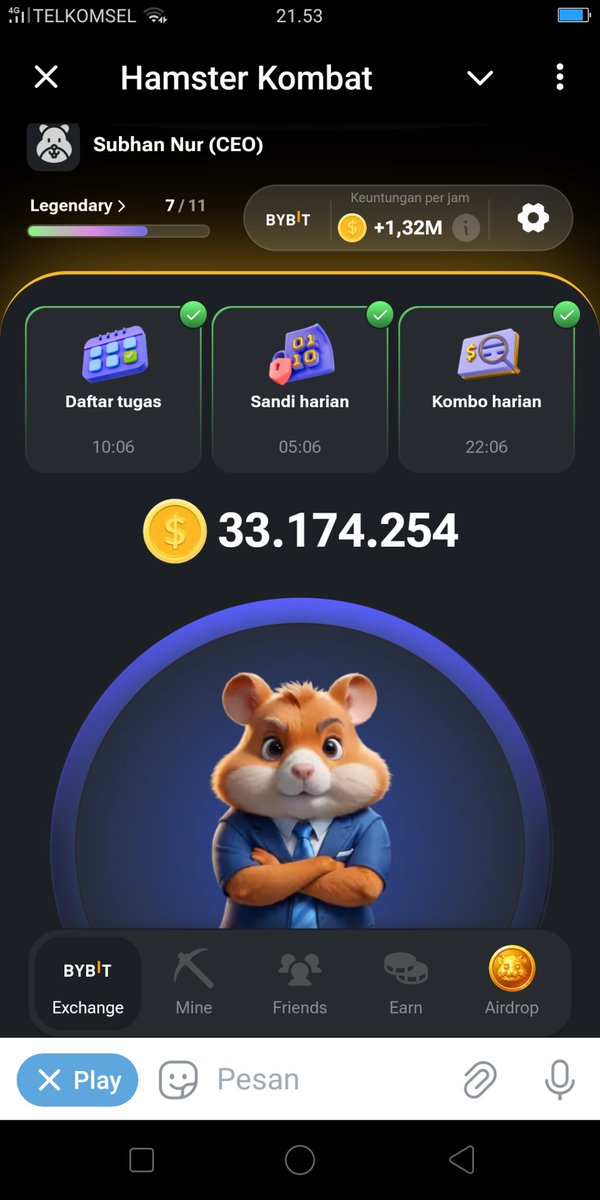 Cuang bareng hamster kombat di telegram join disini t.me/hamsTer_kombat…

#HAMSTERKOMBAT #hamster #HamsterCEO #hamstercombat #hamstercombo #hamsterairdrop
