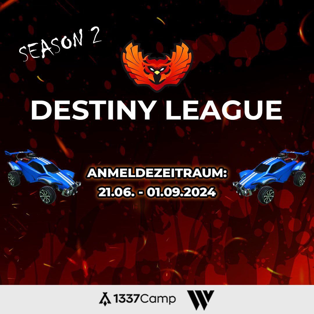 Endlich ist es soweit! Die Anmeldung zur zweiten Season unserer Destiny League hat gestartet. Bis zum 01.09.2024 könnt Ihr euch noch anmelden! 🏎️

Alle Informationen findet Ihr auf unserer Homepage unter destiny-esports.de/destiny-league/. Wir freuen uns schon auf die neue Season!🦉