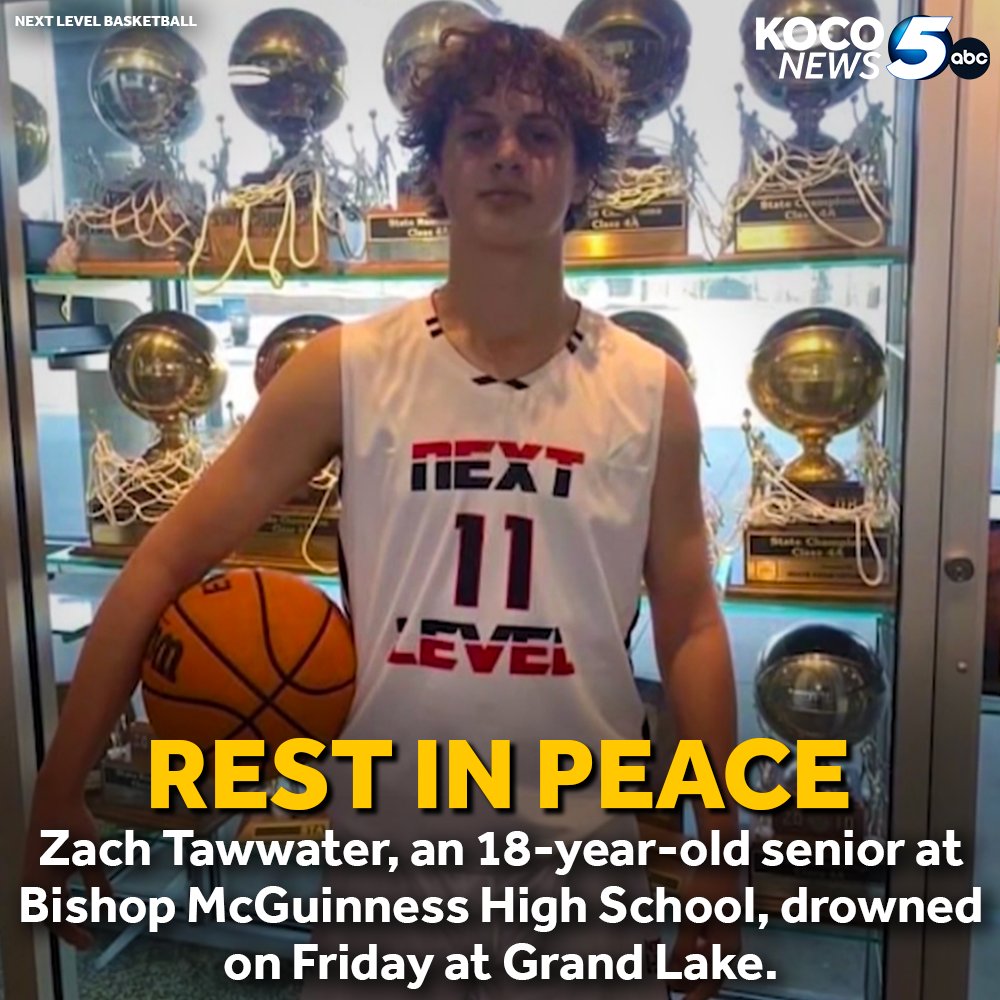 REST IN PEACE 💔 An 18-year-old senior at Bishop McGuinness High School in Oklahoma City tragically drowned at Grand Lake on Friday, leaving his friends, coach and community in mourning. Learn more here: tinyurl.com/4344fary