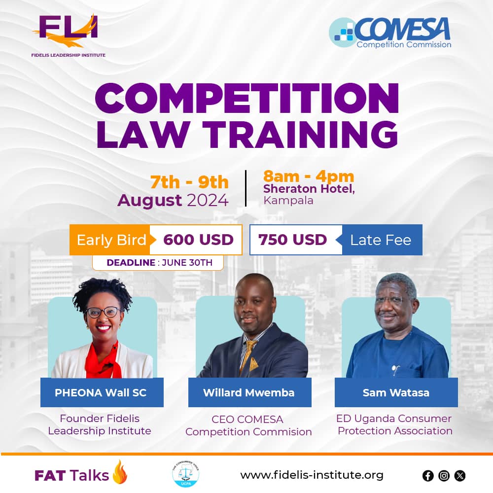 ⚖️Level Up Your Business Game! 

Master Uganda's Competition Law &amp; Consumer Protection with our training (Aug 7-9, Kampala) by Fidelis &amp; COMESA. Dominate the market!

Limited spots! lnkd.in/duezFUeY or📲 0707815003
#UgandaBusiness <a href="/CompPolicyInt/">CPI</a>   <a href="/COMESA_HQ/">COMESA Secretariat</a>