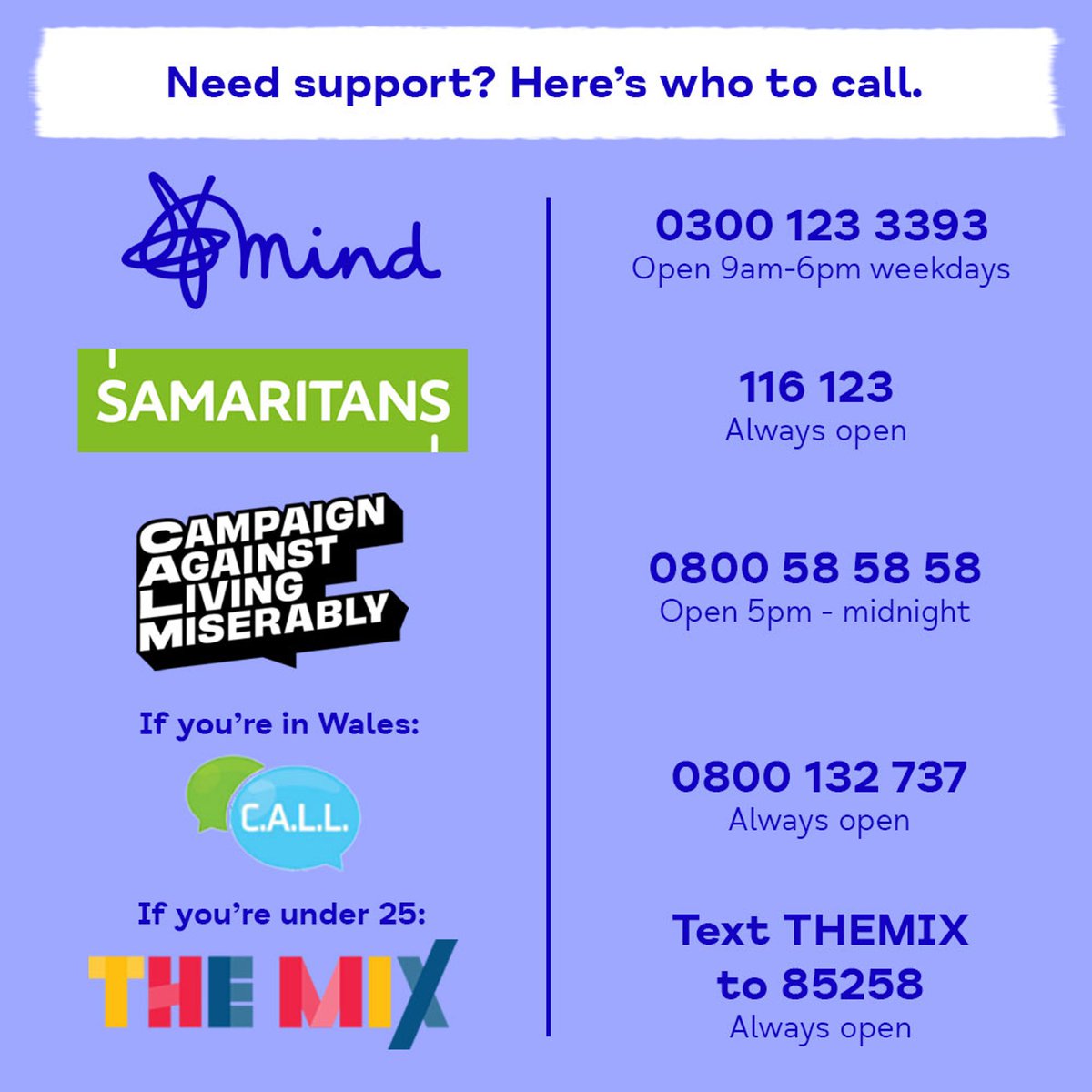 Need someone to talk to? We’re here for you 💙

Save this post so it’s easy to find when you need it.