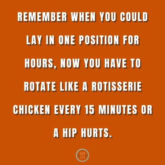 MyDelishDiaries's tweet image. Getting older: when your comfort zone becomes a timed event! 🕰️🐔 Who else is part of the frequent flipper club?
#AgingHumor #BodyAches #MiddleAgeProblems #LaughOrCry #AdultNaps