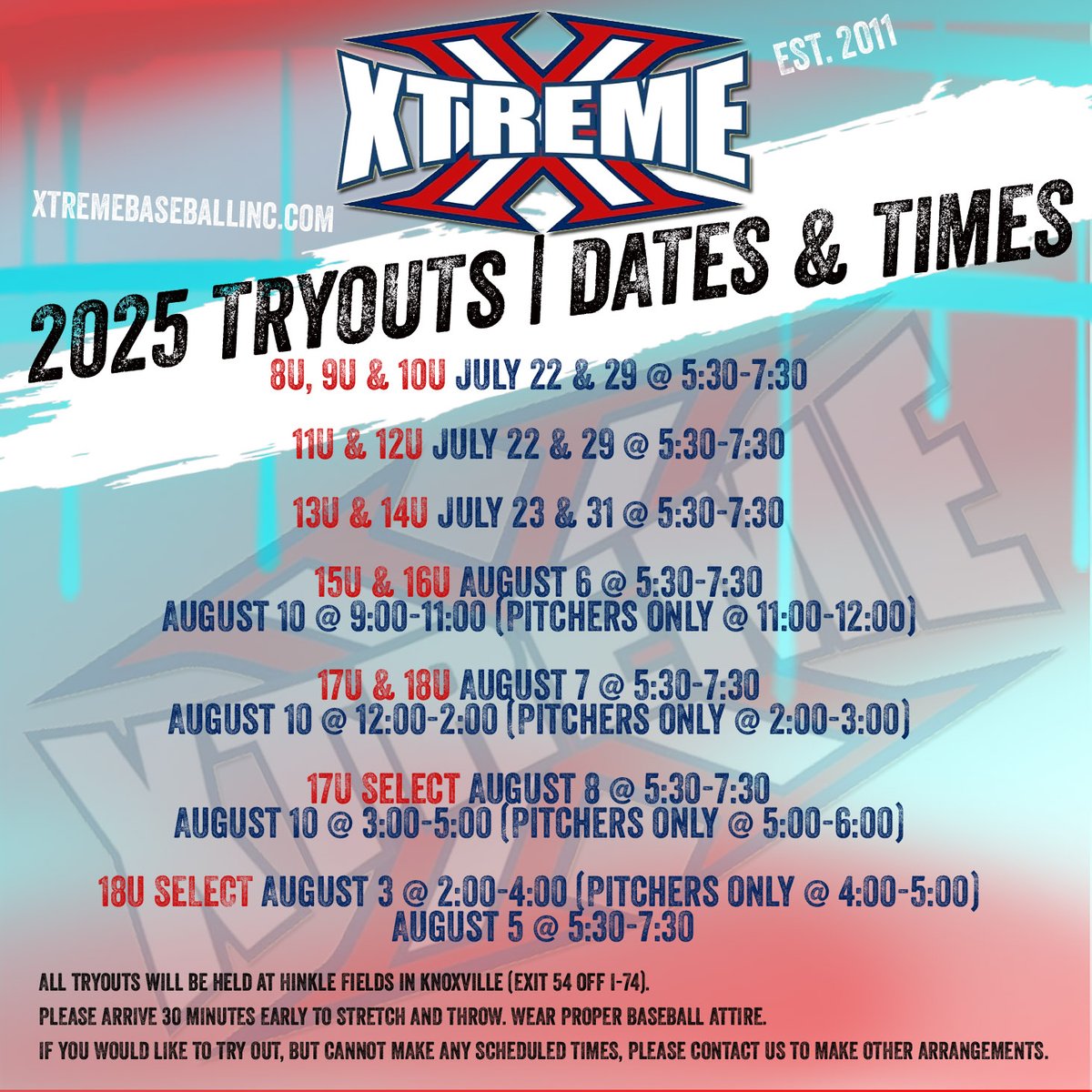 2025 TRYOUT DATES, TIMES AND REGISTRATION FORMS

PLAYERS REGISTRATION FORM: shorturl.at/ikFVh

COACHES REGISTRATION FORM: shorturl.at/n65sT
