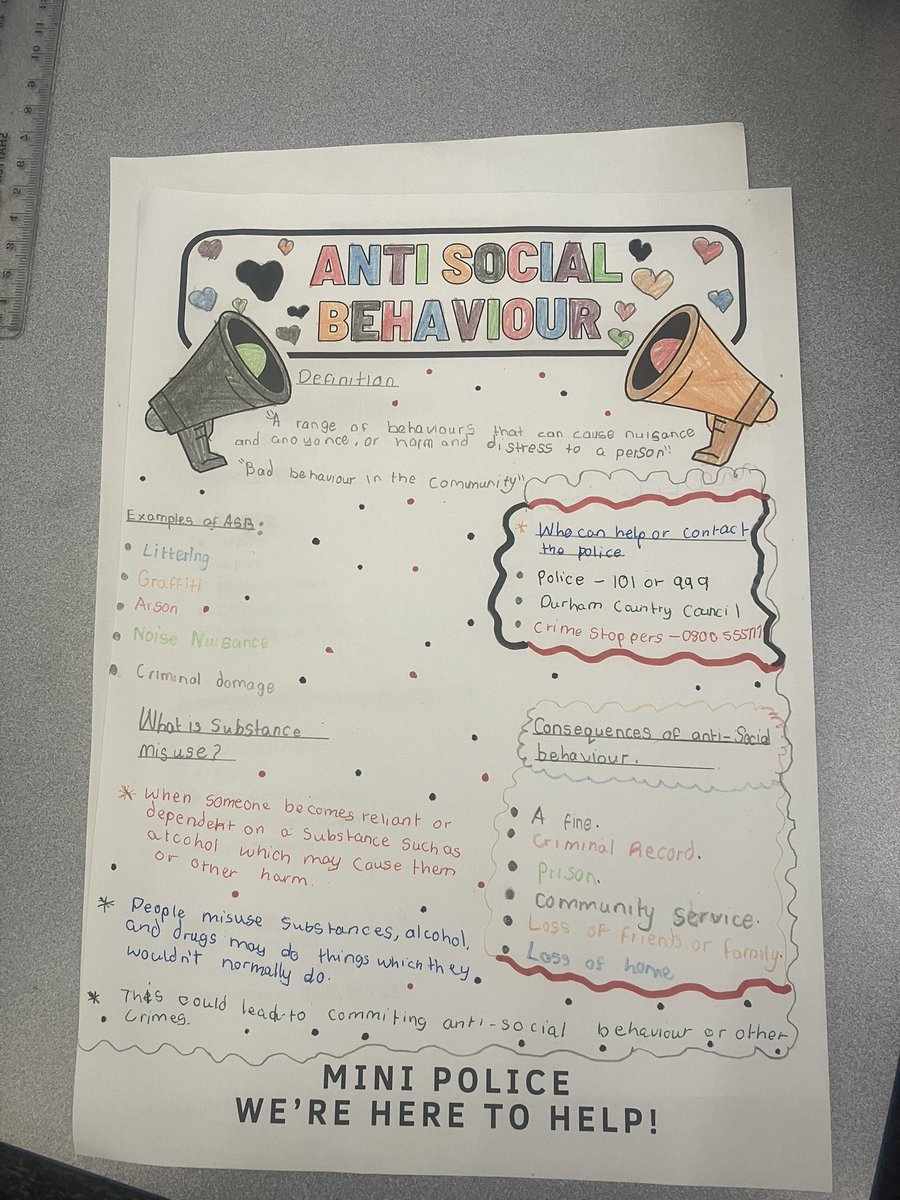 DAACMPteam's tweet photo. This afternoon Tasha and Callum attended #kelloe primary to finish the final week of the Mini police. The children created some amazing posters and loved the project @DAAC_999 @pccchallenge @PccJoyAllen https://t.co/cSCXSSSOan