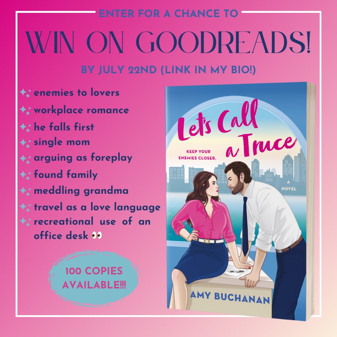 Amy Buchanan (updates only!) (@abuchananbooks) on Twitter photo I’m really only on here for updates now, but this is an exciting one! You can enter to win a copy of my debut on GoodReads!!
Enter by July 22nd: bit.ly/3zlJaQD 
#WritingCommmunity #amreading #amreadingromance #debutnovel I’m really only on here for updates now, but this is an exciting one! You can enter to win a copy of my debut on GoodReads!!
Enter by July 22nd: bit.ly/3zlJaQD 
#WritingCommmunity #amreading #amreadingromance #debutnovel