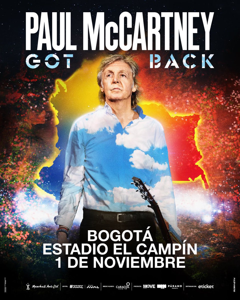 musictrendscol's tweet photo. NUEVO ANUNCIO 📣 

¡Valió la pena la espera! ¡PAUL MCCARTNEY REGRESA A COLOMBIA 🇨🇴! 

Noviembre 1 | Estadio El Campín 🏟️

Preventa @dale_com_co y AVAL desde el 10 de Julio a las 9AM en @eticketCOL 🎫

Presentan @paramo_presenta, @OcesaColombia y @moveconcertsco 💥 https://t.co/OW2dJzpxZ7