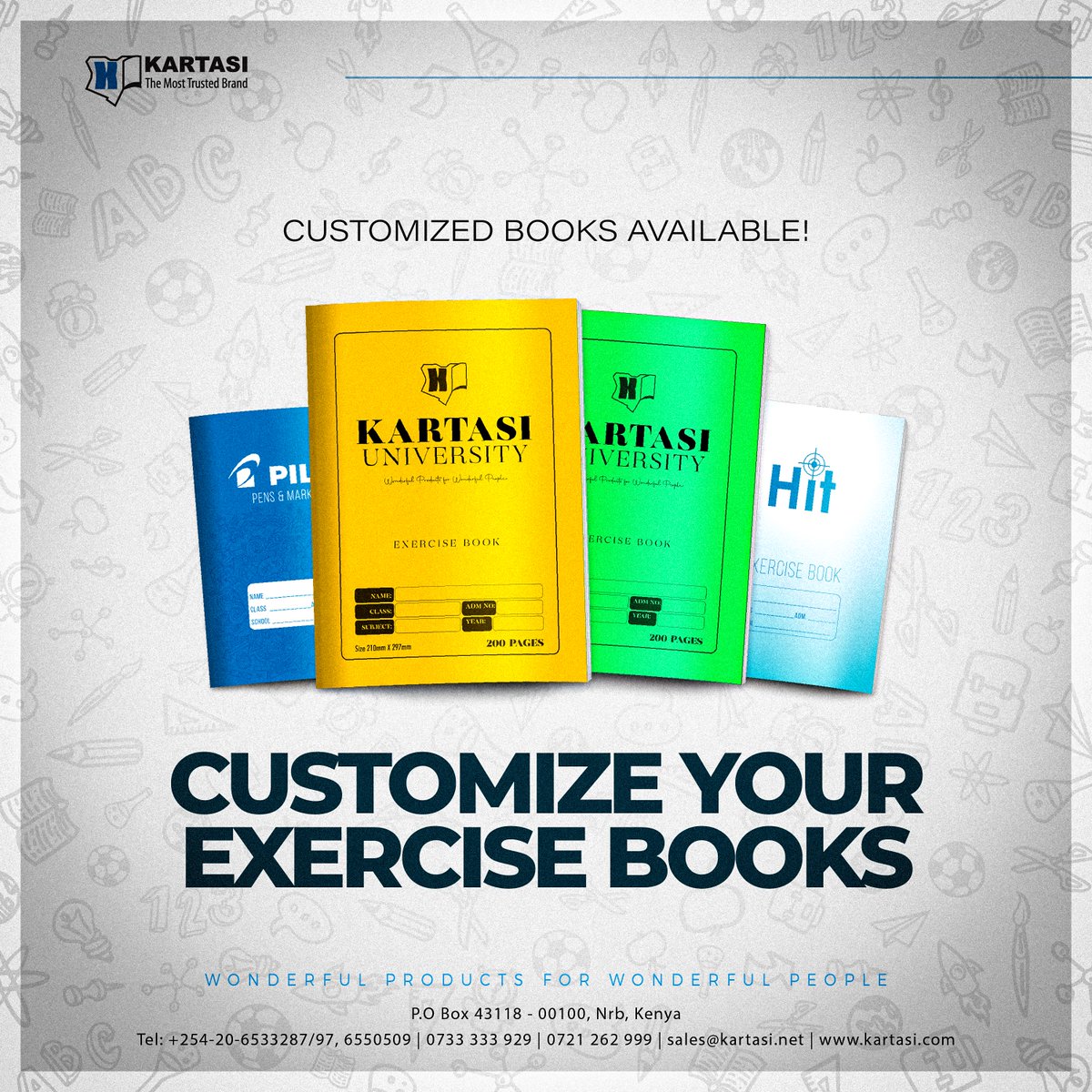 kartasiProducts's tweet image. Get personalized exercise books tailored just for you!

#customizedbooks #exercisebooks #books