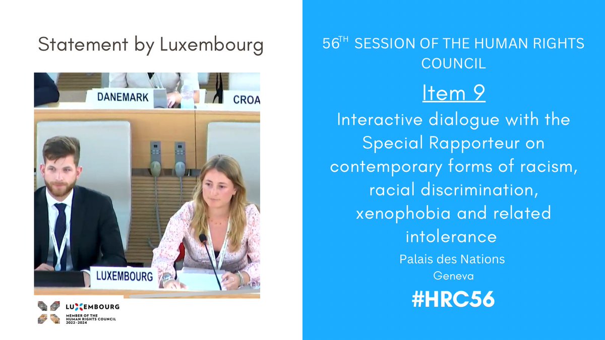 Luxembourg Mission in Geneva🇱🇺🇺🇳 (@luingeneva) on Twitter photo At #HRC56, #Luxembourg🇱🇺 echoed SR <a href="/AshwiniKP_/">Ashwini Kp</a>'s concern over AI’s potential to exacerbate racial discrimination. 🇱🇺 is committed to trustworthy, comprehensible, and transparent AI, highlighting <a href="/LIST_Luxembourg/">LIST Luxembourg Institute of Science & Technology</a>'s work on reducing biases in AI systems at national and EU levels. At #HRC56, #Luxembourg🇱🇺 echoed SR <a href="/AshwiniKP_/">Ashwini Kp</a>'s concern over AI’s potential to exacerbate racial discrimination. 🇱🇺 is committed to trustworthy, comprehensible, and transparent AI, highlighting <a href="/LIST_Luxembourg/">LIST Luxembourg Institute of Science & Technology</a>'s work on reducing biases in AI systems at national and EU levels.
