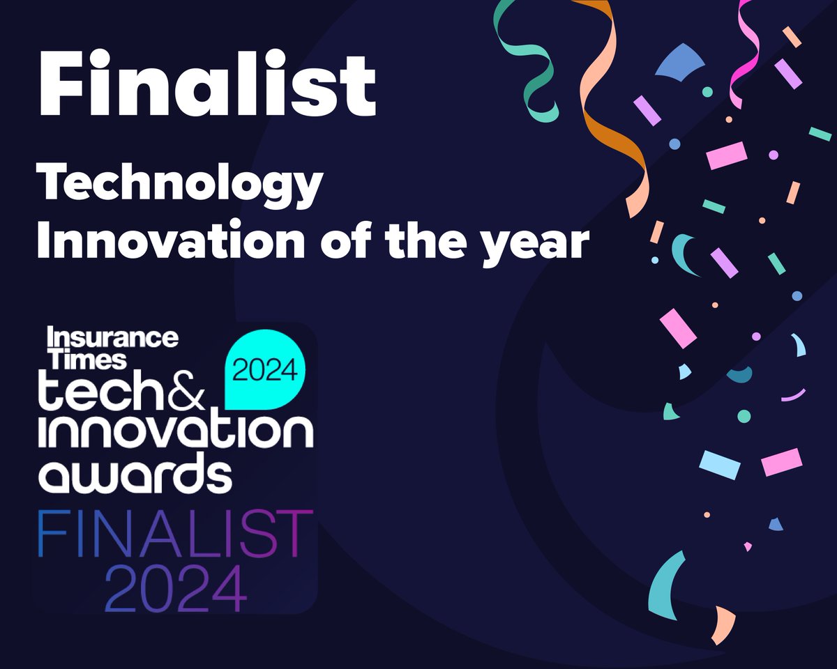 Delighted to be announced as a finalist in the upcoming Insurance Times Tech &amp; Innovation Awards!

We're in a very tough category to win but fingers crossed we can go all of the way in September 🤞