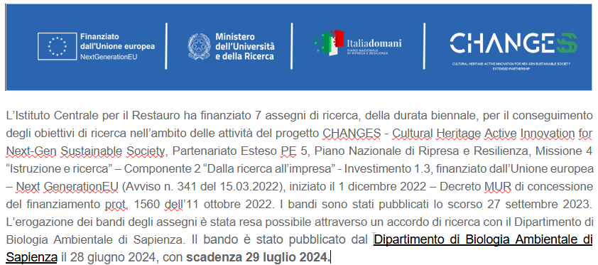 ICR è lieto di annunciare che la posizione di assegnista di ricerca con profilo chimico, dedicata alle attività dello spoke 7 di CHANGES, è stata bandita di nuovo per la durata di un anno.  Bando al seguente link 👉:
web.uniroma1.it/trasparenza/de…