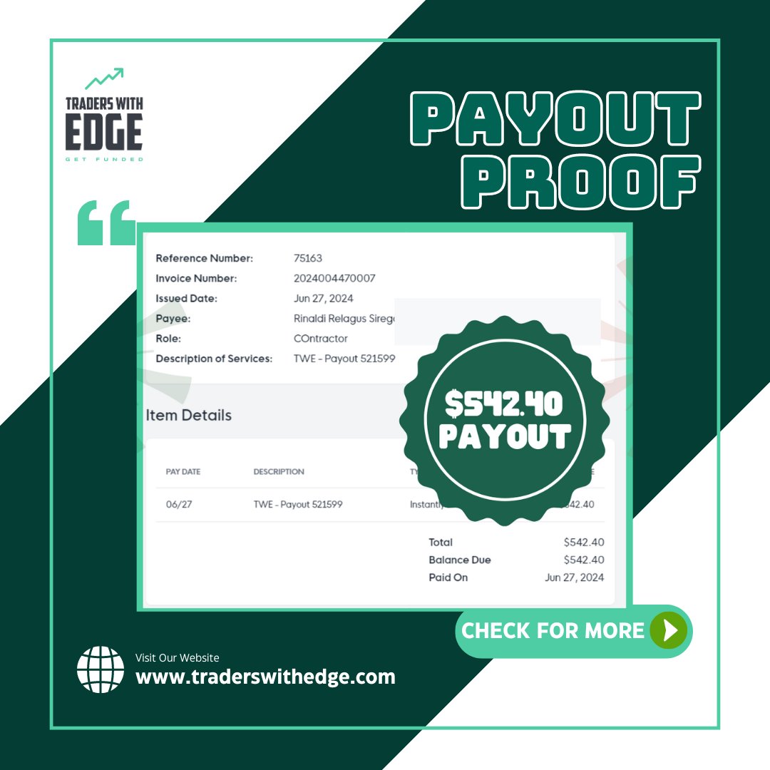 traderswithedge's tweet photo. ๐ Big shoutout to Rinelda Siregar for securing another $542.40 payout! ๐ฐ
See more payout proofs here โก๏ธ https://t.co/lUNupT3Rch
#TradersWithEdge #TradingSuccess #WinningTrades #TraderJourney #AchieveFinancialFreedom https://t.co/RNu9VeuiOu