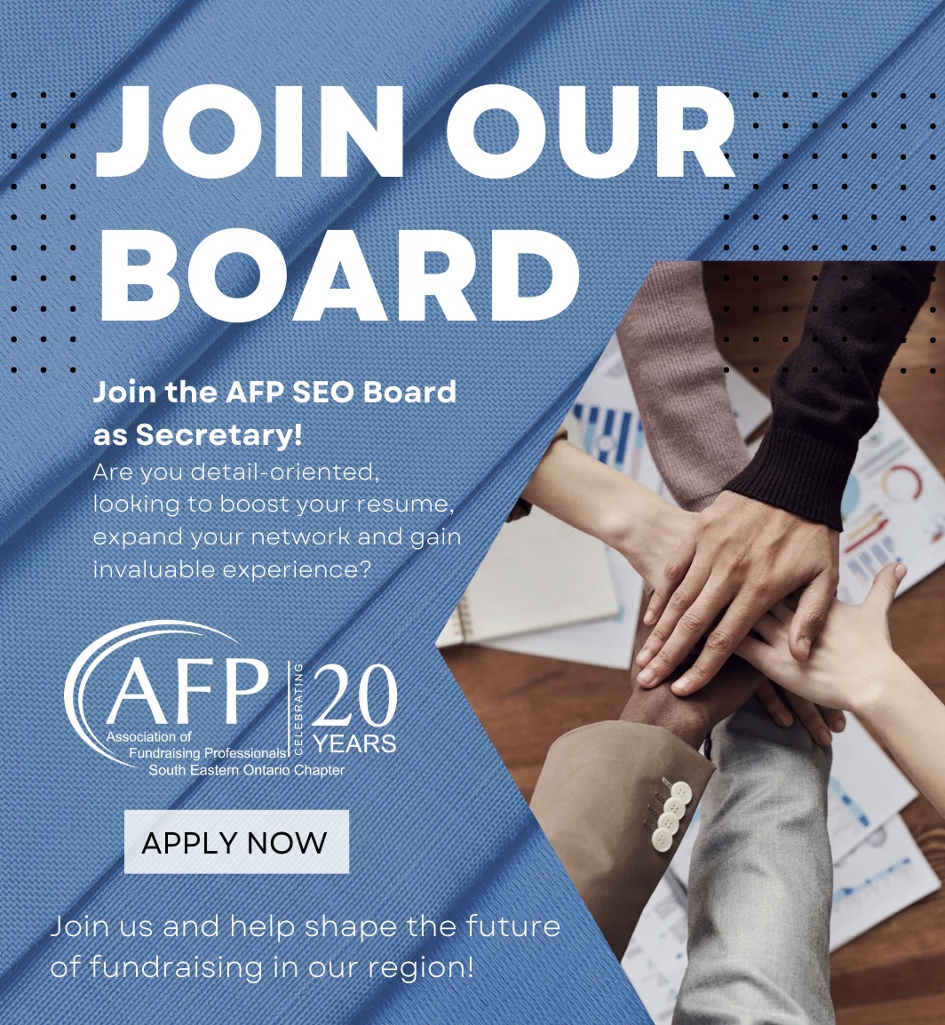 AFP SouthEastOntario (@afp_seo) on Twitter photo 📢 Join the <a href="/AFP_SEO/">AFP SouthEastOntario</a> Board as Secretary! This is a fantastic opportunity to work with a wonderful group of volunteer fundraisers dedicated to enhancing fundraising in our community. Please express your interest by emailing us at afpseo@gmail.com. #VolunteerOpportunity 📢 Join the <a href="/AFP_SEO/">AFP SouthEastOntario</a> Board as Secretary! This is a fantastic opportunity to work with a wonderful group of volunteer fundraisers dedicated to enhancing fundraising in our community. Please express your interest by emailing us at afpseo@gmail.com. #VolunteerOpportunity