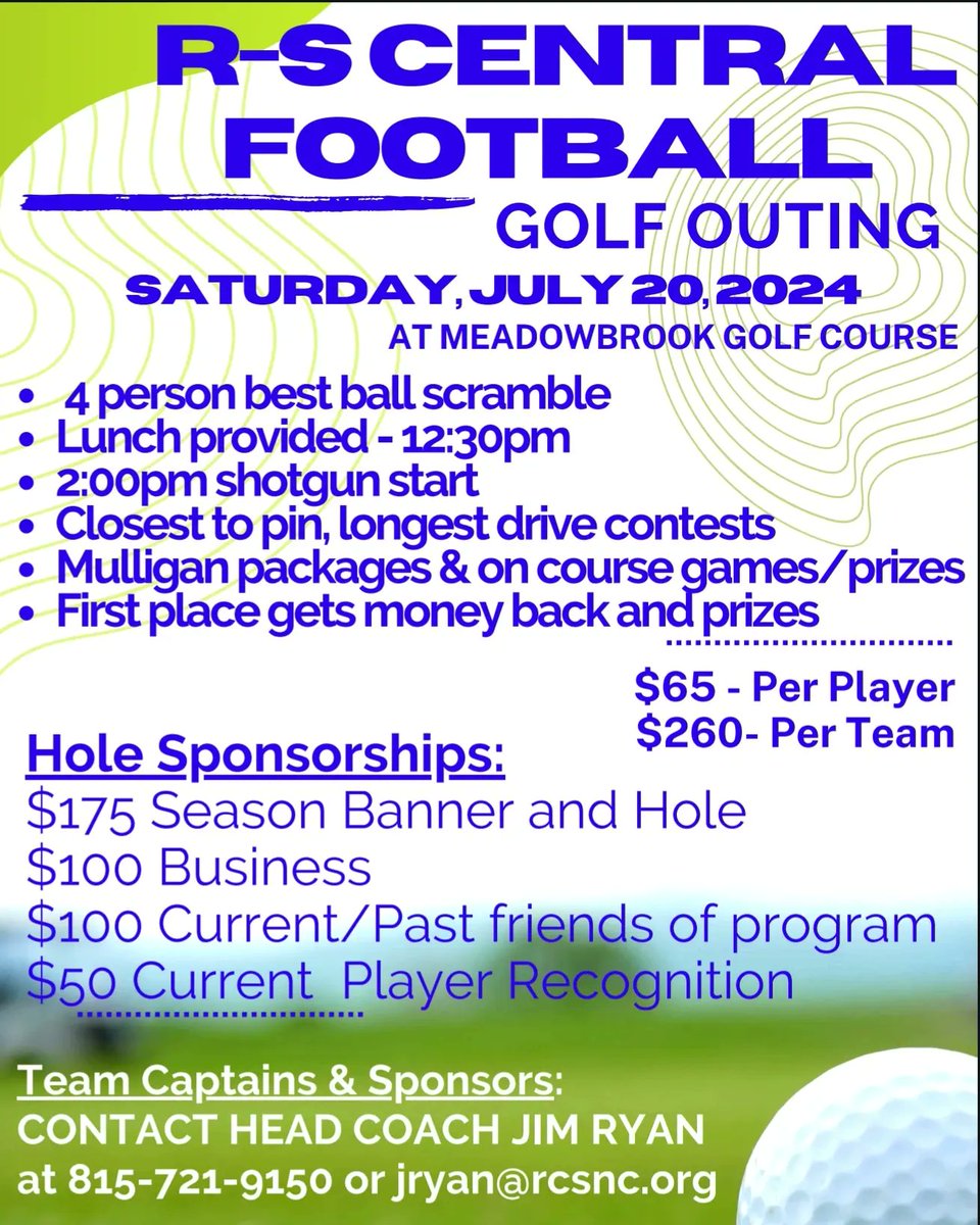 Spots and sponsorships are still available for our upcoming golf outing.  Call/text/email Coach Ryan to hold a spot.  Contact info is in the flyer.  Go Toppers!!