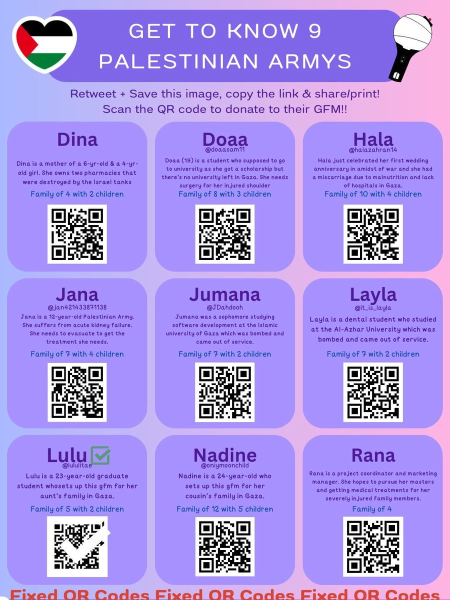 army day for palestinian armys! 💜

hala: gofund.me/763f7a06
dina: gofund.me/d8ca9f4f
nadine: gofund.me/fce39e5d
rana: gofund.me/e6837104
layla: gofund.me/6e4d5828
doaa: gofund.me/f2644af0
jumana: gofund.me/f1622f0a